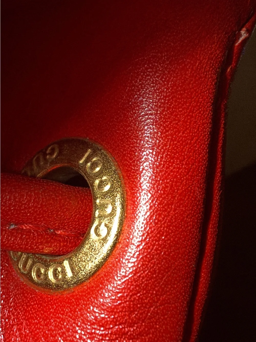 GUCCI VINTAGE BAMBOO RED LEATHER BACKPACK BAG (AUTHENTIC! )  Nice preowned